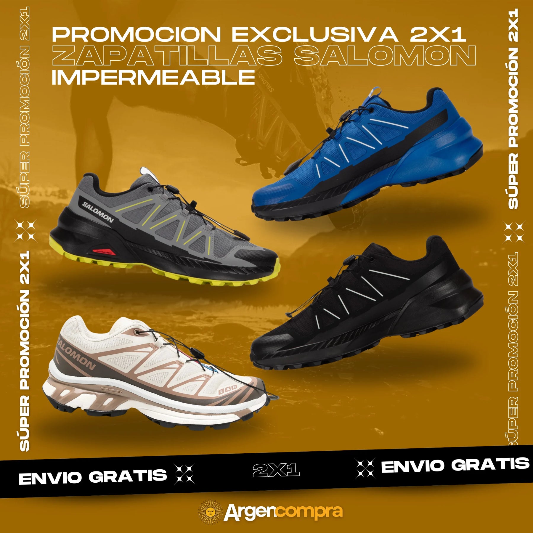 2X1 ZAPATILLAS SALOMON UNISEX [ENVÍO GRATIS SOLO HOY]